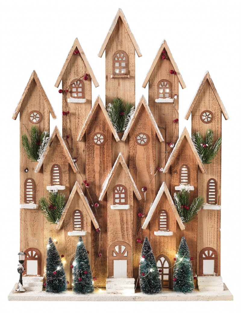 WOOD SNOW CLAD VILLAGE WITH...