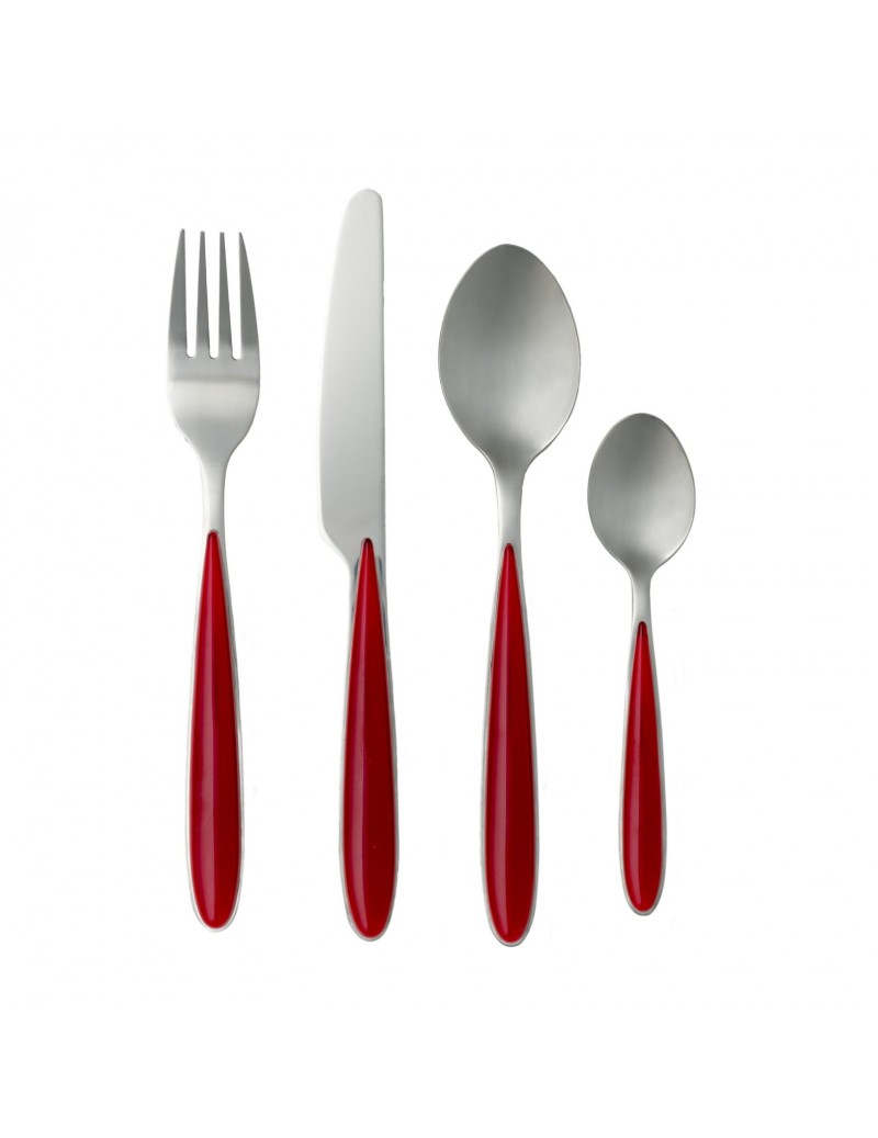 RED 16 PC STAINLESS STEEL CUTLERY SET