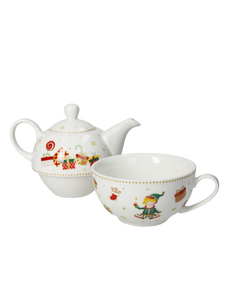 TEIERA CON TAZZA ELFOMAGIA NEW BONE CHINA (bianco)